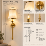 750MM Wall Lamp Electroplated Brushed Brass Fabric Shade