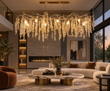 1200 MM Crystal Gold LED Tree Chandelier Light for Living Room