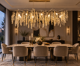 1200 MM Crystal Gold LED Tree Chandelier Light for Living Room