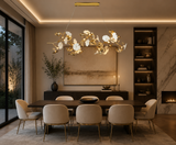 1500MM LONG GOLDEN CRYSTAL CERAMIC FLOWER CHANDELIER LIGHT