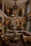 8-LIGHT TIFFANY COLOR  DOUBLE HEIGHT STAIR CHANDELIER