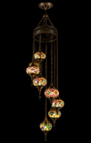 8-LIGHT TIFFANY COLOR  DOUBLE HEIGHT STAIR CHANDELIER