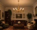 8 Light Brass Italian Chandelier Light for Dining Hall