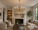 8 Light Brass Italian Chandelier Light for Dining Hall
