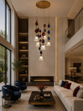 7-LIGHT COLOR  DOUBLE HEIGHT STAIR CHANDELIER