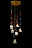 7-LIGHT COLOR  DOUBLE HEIGHT STAIR CHANDELIER
