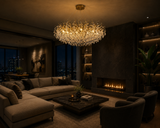 1000 MM Round Crystal Gold LED Tree Chandelier Light for Living Room Round Dining Room Chandelier Over Table