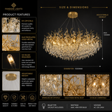1000 MM Round Crystal Gold LED Tree Chandelier Light for Living Room Round Dining Room Chandelier Over Table