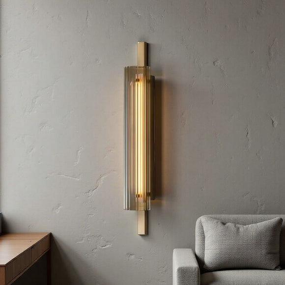 LED Amber Glass Gold Wall Light Living Dining Light
