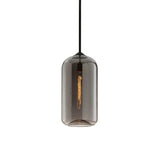 GLASS SMOKE BLACK PENDANT CEILING LIGHT BEDSIDE HANGING LIGHT DINING ROOM - WARM WHITE