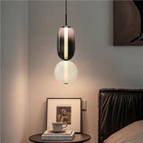 Smoke Clear Glass Pendant Light for Bedside Hanging Light - Warm White