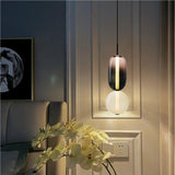 Smoke Clear Glass Pendant Light for Bedside Hanging Light - Warm White