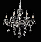 6 Light Black Glass Chrome Italian Chandelier Light for Dining Hall - Warm White