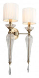 2 Light Wall Sconce Light Electroplated Brushed Brass with Fabric Shade - Warm White
