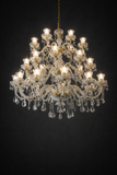 24 LIGHT CLEAR GLASS ITALIAN DOUBLE HEIGHT CHANDELIER LIGHT