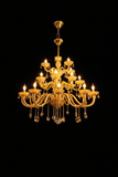 24 LIGHT Amber GLASS ITALIAN DOUBLE HEIGHT CHANDELIER LIGHT