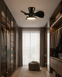 24 Inch Black Low Profile Ceiling Light with Fan LED Chandelier
