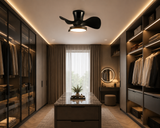 24 Inch Black Low Profile Ceiling Light with Fan LED Chandelier