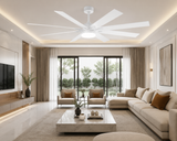 72 Inch 8 Blade Wind lamp ceiling fan remote Controlled - White