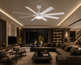 72 Inch 8 Blade Wind lamp ceiling fan remote Controlled - White