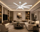 72 Inch 8 Blade Wind lamp ceiling fan remote Controlled - White