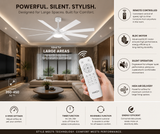 72 Inch 8 Blade Wind lamp ceiling fan remote Controlled - White