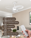 42 Inch Wind lamp ceiling fan remote Controlled - White