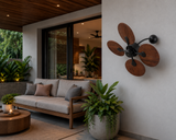 BLACK WOOD FINNISH WALL FAN  WITH NATURAL DARK WOODEN BLADE
