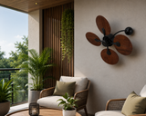 BLACK WOOD FINNISH WALL FAN  WITH NATURAL DARK WOODEN BLADE