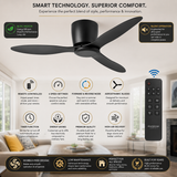 52 INCH HUGGER WIND LEAF CEILING FAN - BLACK