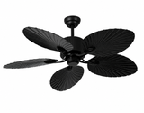 52 Inch Wind Wooden Palm Leaf Blade ceiling fan remote Controlled - Black