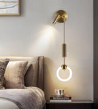 Modern Ring Gold LED Wall Lamp with Spot for Bedside - Warm White