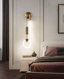 Modern Ring Gold LED Wall Lamp with Spot for Bedside - Warm White