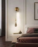 Modern Crystal Gold LED Wall Lamp with Spot for Bedside - Warm White