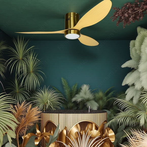 52 INCH HUGGER WIND LEAF CEILING FAN REMOTE CONTROLLED - Light Natural WOOD