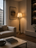 Wooden Floor lamp with Shade Living Room Standing lamp