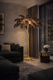 OSTRITCH FEATHER GOLD FLOOR LAMP LIVING ROOM LIGHT FOR HOME LIGHTING STANDING LAMP - GOLD