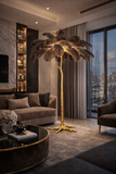 OSTRITCH FEATHER GOLD FLOOR LAMP LIVING ROOM LIGHT FOR HOME LIGHTING STANDING LAMP - GOLD