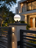 200MM Round Pillar Light Gate Lamp Metal Acrylic E27 Lantern Post (Color : Black)
