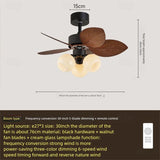 32 INCH 6 BLADE PALM WIND LAMP CEILING FAN WITH CHANDELIER - DARK WOOD