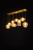 8 LIGHT Gold Amber GLASS CHANDELIER CEILING LIGHTS HANGING