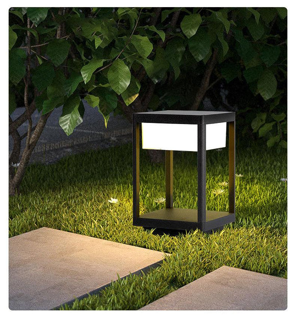 Led Modern Pillar Light Black Metal Gate Lamp E27 Lantern Post - Warm White - Ashish Electrical India