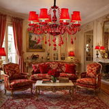8 LIGHT Red GLASS ITALIAN CHANDELIER LIGHT FOR DINING HALL