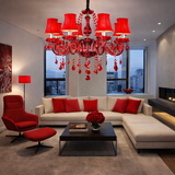 8 LIGHT Red GLASS ITALIAN CHANDELIER LIGHT FOR DINING HALL