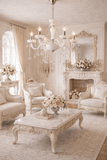 6 LIGHT White Glass ITALIAN CHANDELIER LIGHT