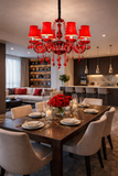 8 LIGHT Red GLASS ITALIAN CHANDELIER LIGHT FOR DINING HALL