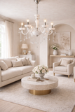 6 LIGHT White Glass ITALIAN CHANDELIER LIGHT