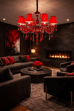 8 LIGHT Red GLASS ITALIAN CHANDELIER LIGHT FOR DINING HALL