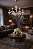 6 LIGHT White Glass ITALIAN CHANDELIER LIGHT