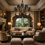 12 LIGHT SHADE Black ITALIAN CHANDELIER CEILING LIGHTS HANGING